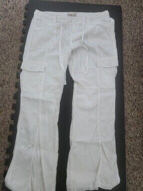 White Linen Cargo Pants